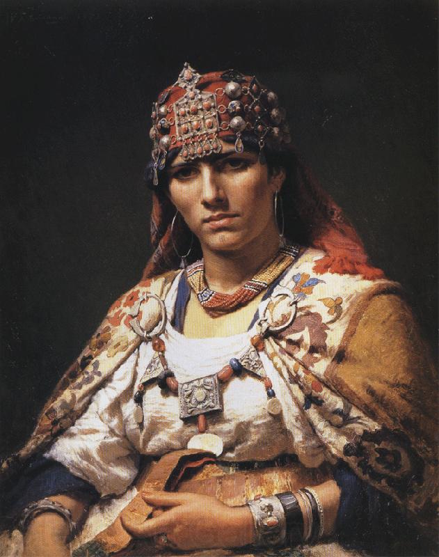 Frederick Arthur Bridgman Portrait of a Kabylie Woman, Algeria Norge oil painting art